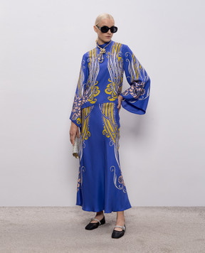 La DoubleJ Синя блуза із шовку в принт TOP0117SIL017ATL03