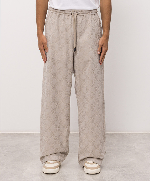 Off-White Бежевые брюки в эмблемы шаблон 44MCA28UF26F001 изображение 3