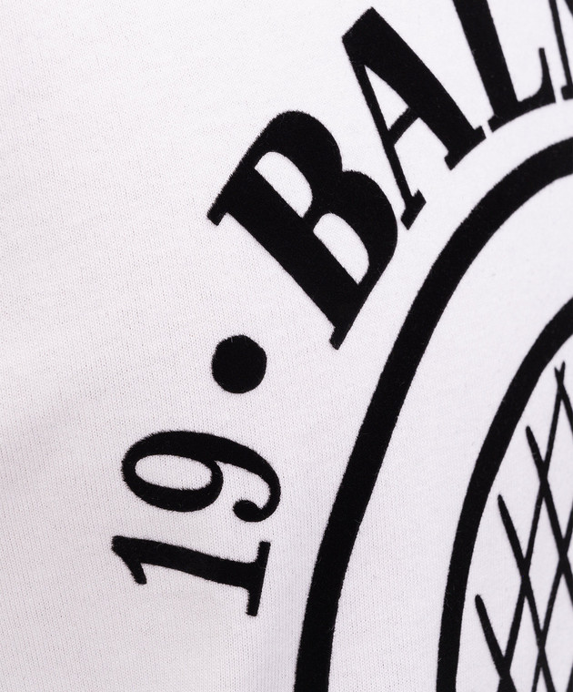 Balmain Белая футболка с фактурным принтом HH1EG000BD68 изображение 5