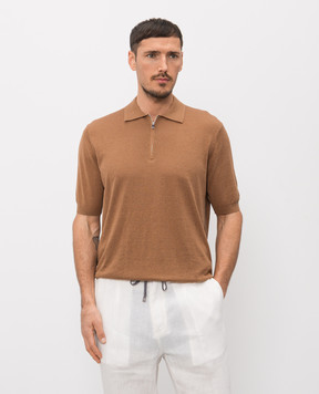 Cashmere&Whiskey Коричневе поло з льону та шовку MU9892314520R