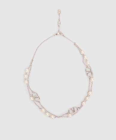 Двухслойная цепочка с бусинами в виде жемчужин Swarovski