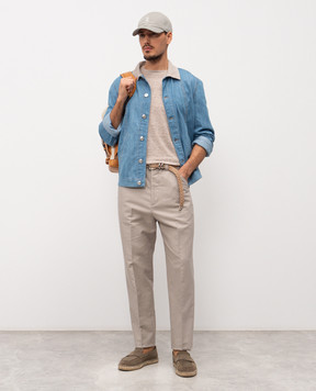 Brunello Cucinelli Серые брюки с льном MH262H0660