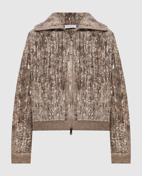 Brunello Cucinelli Бежевый кардиган с пайетками MNLR08306P