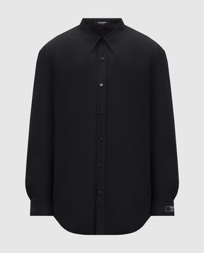 Balmain Черная рубашка с нашивкой логотипа HH1HS555CG72