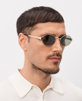 Saint Laurent Золотисті сонцезахисні окуляри з гравіюванням логотипа 779851Y9902