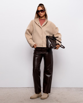 Max Mara Weekend Бежевое укороченное пальто RIDENTE с шерстью WKDRIDENTE