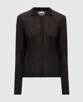 Brunello Cucinelli Коричневий кардиган із шовку та вовни MFR493706