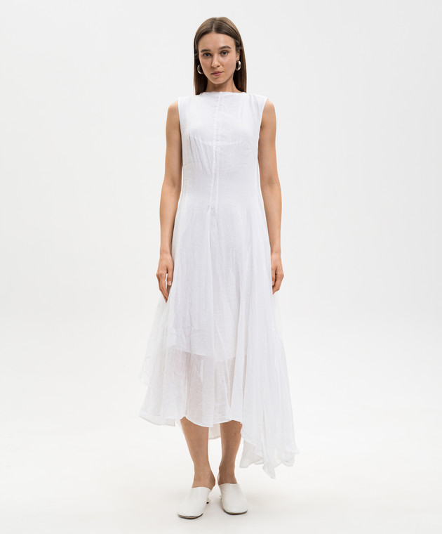 Marc Le Bihan Біла сукня з рамі з ефектом жатки 2177 зображення 3