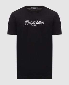 Dolce&Gabbana Черная футболка с контрастной вышивкой логотипа G8PT1ZG7P9K