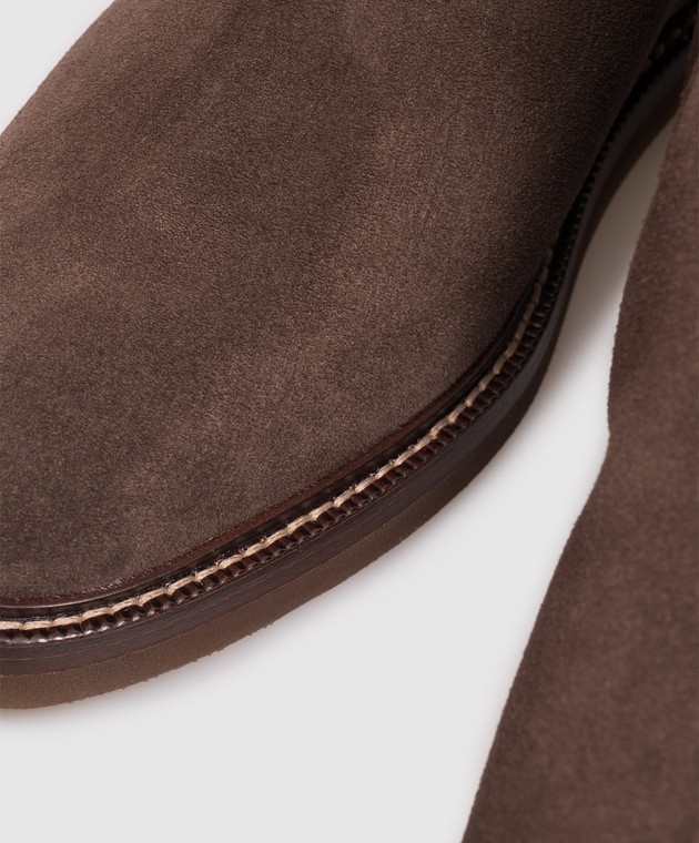 Brunello Cucinelli Коричневые замшевые челси MZUSOLE818 изображение 5