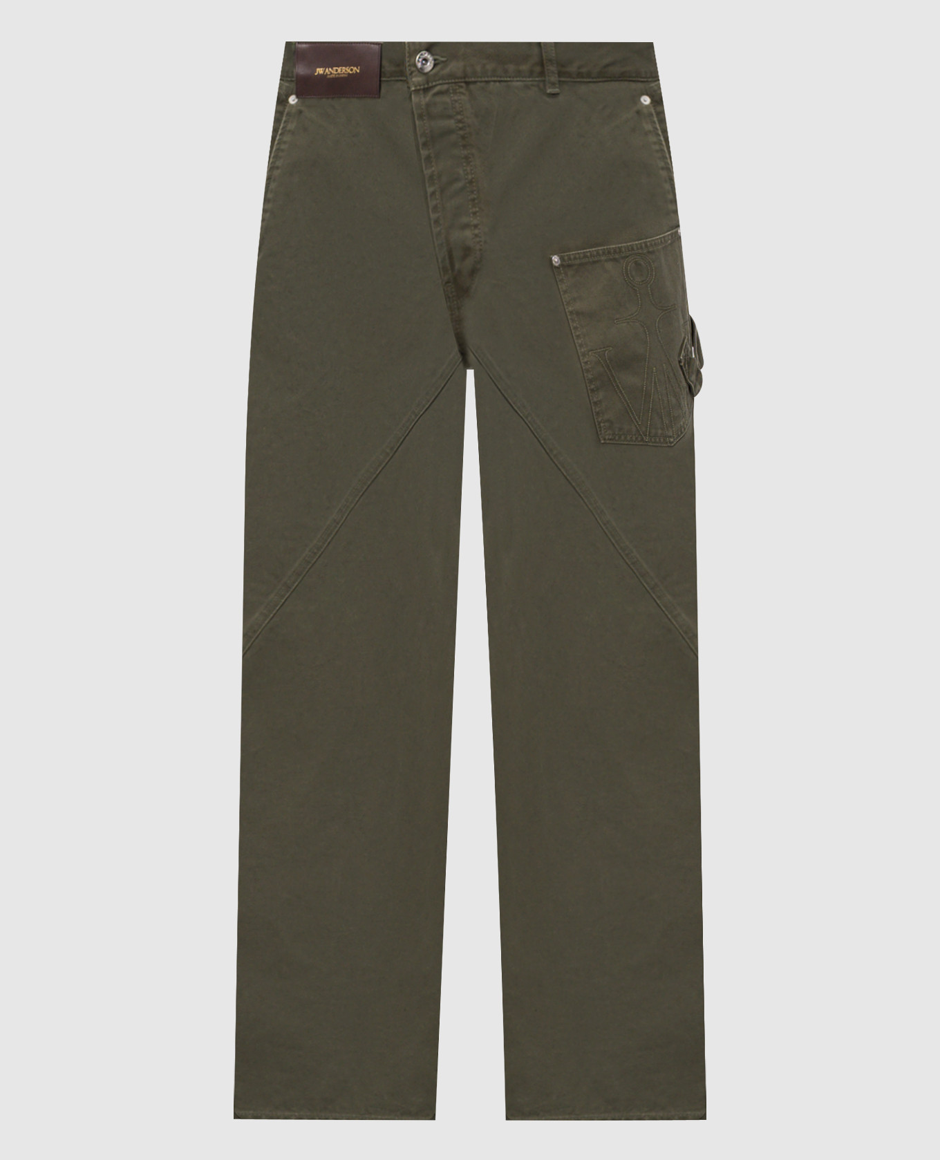 

Джинсы цвета хаки с логотипом патча, Прямые джинсы