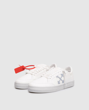 Off-White Белые кожаные кроссовки Vulc Low с эмблемой OMIA293S26LEA001