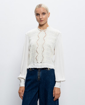 Twinset Блуза кольору айворі з вишивкою 262TP2250