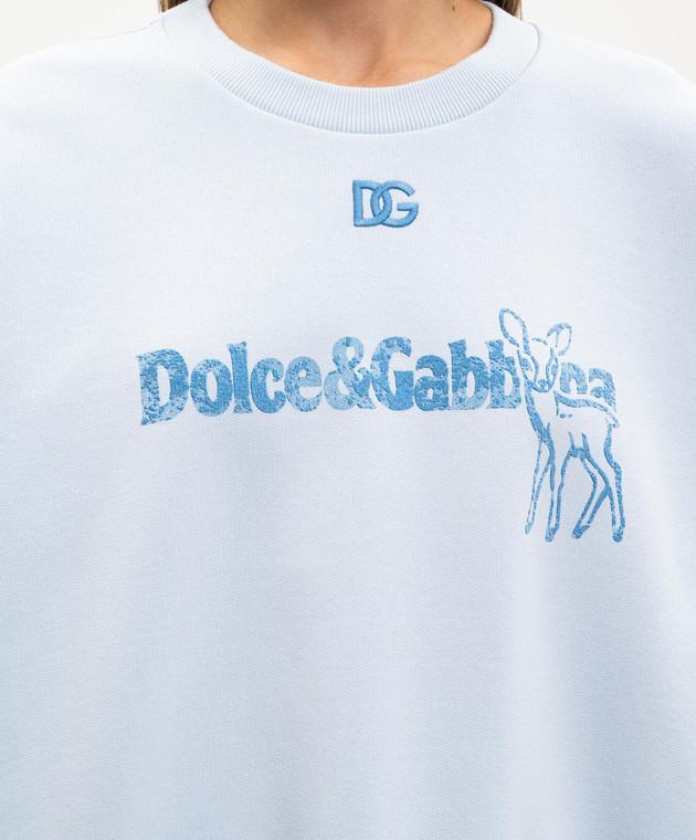 Dolce&Gabbana Голубой свитшот с принтом логотипа F9Q92ZGDDM6 изображение 5