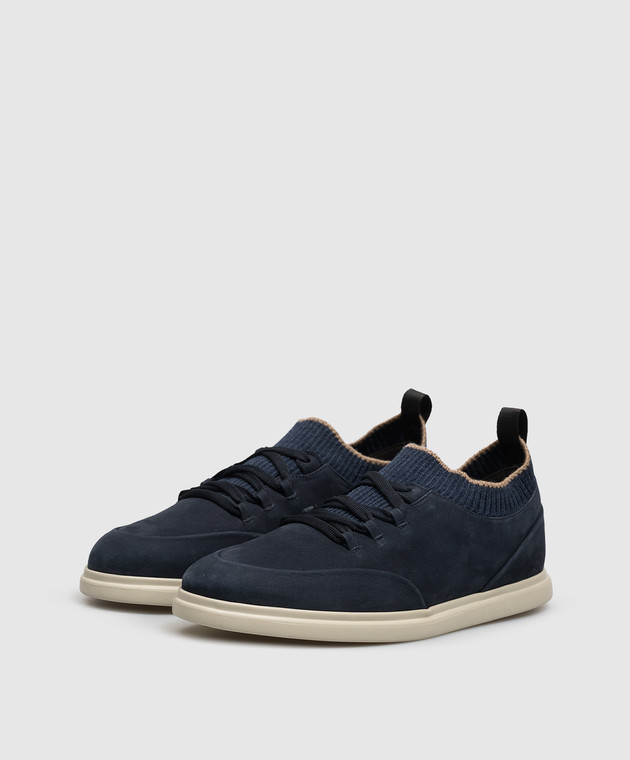 Lanciotti De Verzi Темно-сині кросівки з нубука SNEAKERS зображення 2