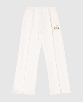 Dolce&Gabbana Детские спортивные штаны цвета айвори с вышивкой монограммы L5JPE3G7PVI812+