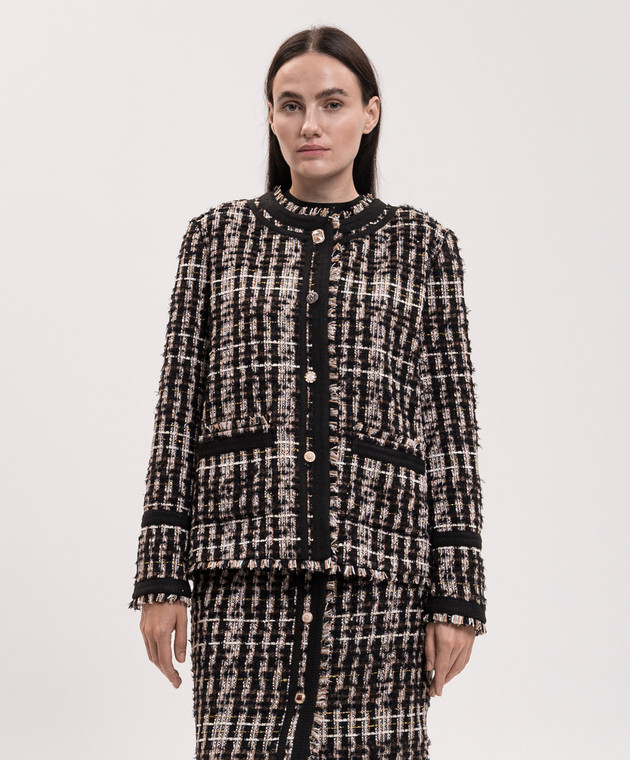 Twinset Черный твидовый жакет 262AQ2021 изображение 3