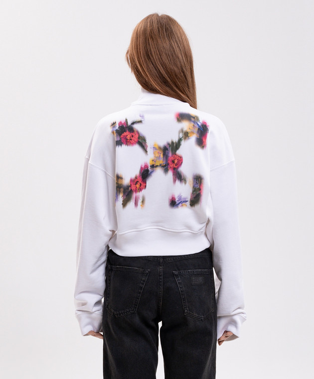 Off-White Белая укороченная спортивная куртка с принтом логотипа 2FE00508T изображение 4