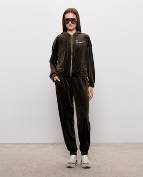 Twinset Велюровий спортивний костюм кольору хакі 262LI2TAA