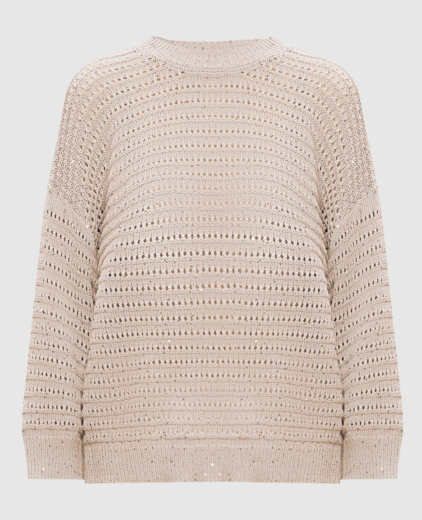 Бежевый ажурный джемпер с пайетками