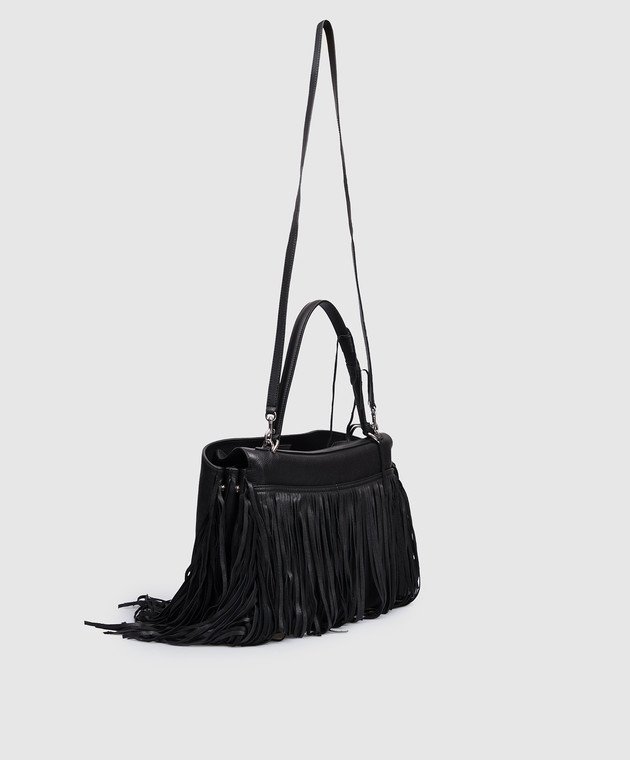 Balenciaga Чорна шкіряна сумка Rodeo з бахромою 7897722AB9O зображення 3