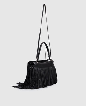 Balenciaga Чорна шкіряна сумка Rodeo з бахромою 7897722AB9O