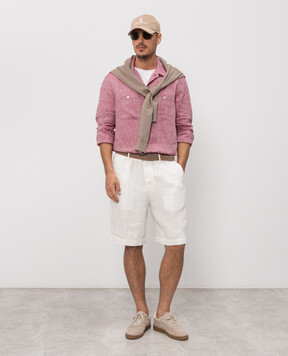 Brunello Cucinelli Бордова сорочка з льону MM6840658