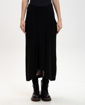 Y`S Yamamoto Черная юбка миди с шерстью YLS03104