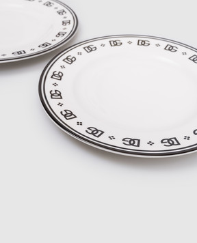 Dolce&Gabbana Набір білих порцелянових десертних тарілок з монограмою логотипа DG TC0S03TCALH