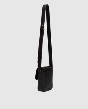 Serapian Чорна шкіряна сумка крос-боді з тисненням монограми SRSTSMML736316ACG2