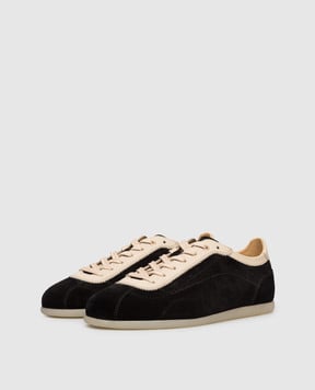 Brunello Cucinelli Чорні замшеві кросівки з логотипом MZUSIGD337