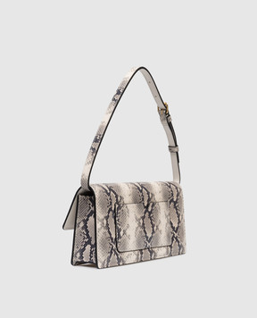 Off-White Бежева шкіряна сумка Jitney 1.0 з принтом під шкіру пітона OWNN172S26LEA003