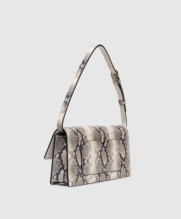Off-White Бежева шкіряна сумка Jitney 1.0 з принтом під шкіру пітона OWNN172S26LEA003 зображення 3