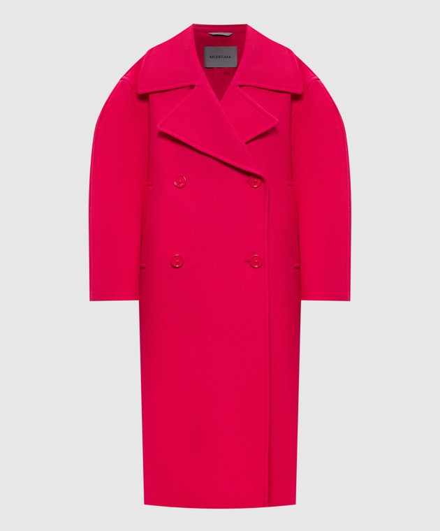 Balenciaga Розовое двубортное пальто из шерсти A009LVTUU16