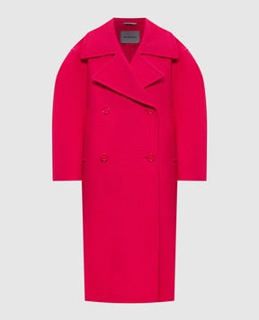 Balenciaga Розовое двубортное пальто из шерсти A009LVTUU16