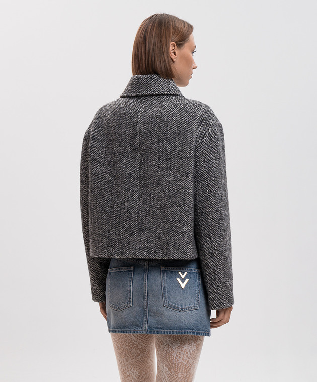 Valentino Серое укороченное пальто с шерстью в узор 9B3CJ485ABG изображение 4