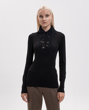 Ermanno Scervino Черный джемпер из шерсти с кружевом D495M311APATL