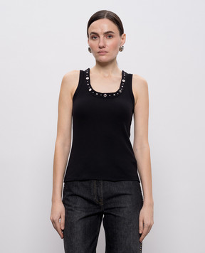 Versace Черный топ в рубчик 10232091A17221