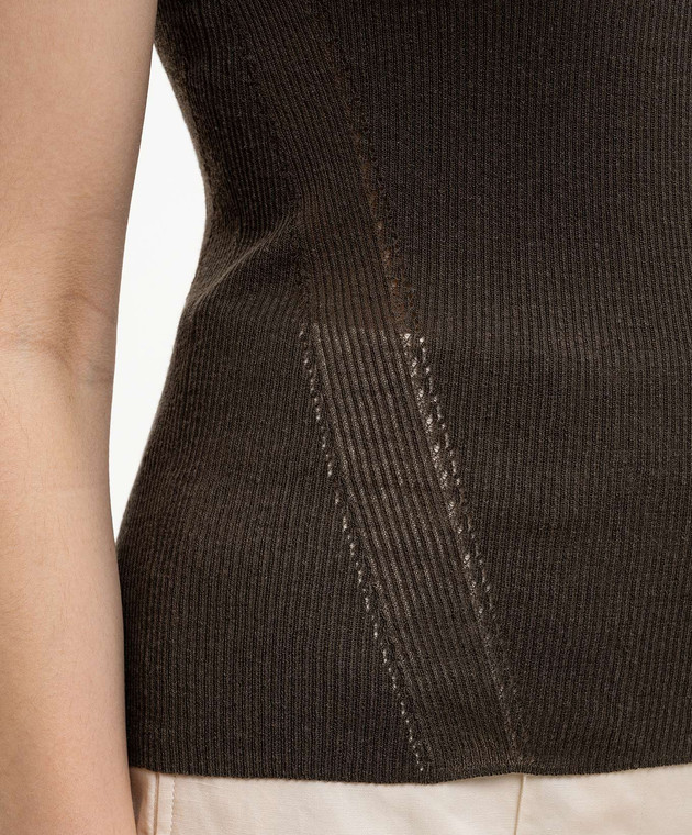 JOSEPH Топ Alaou кольору хакі з льоном в рубчик JF009769 зображення 5