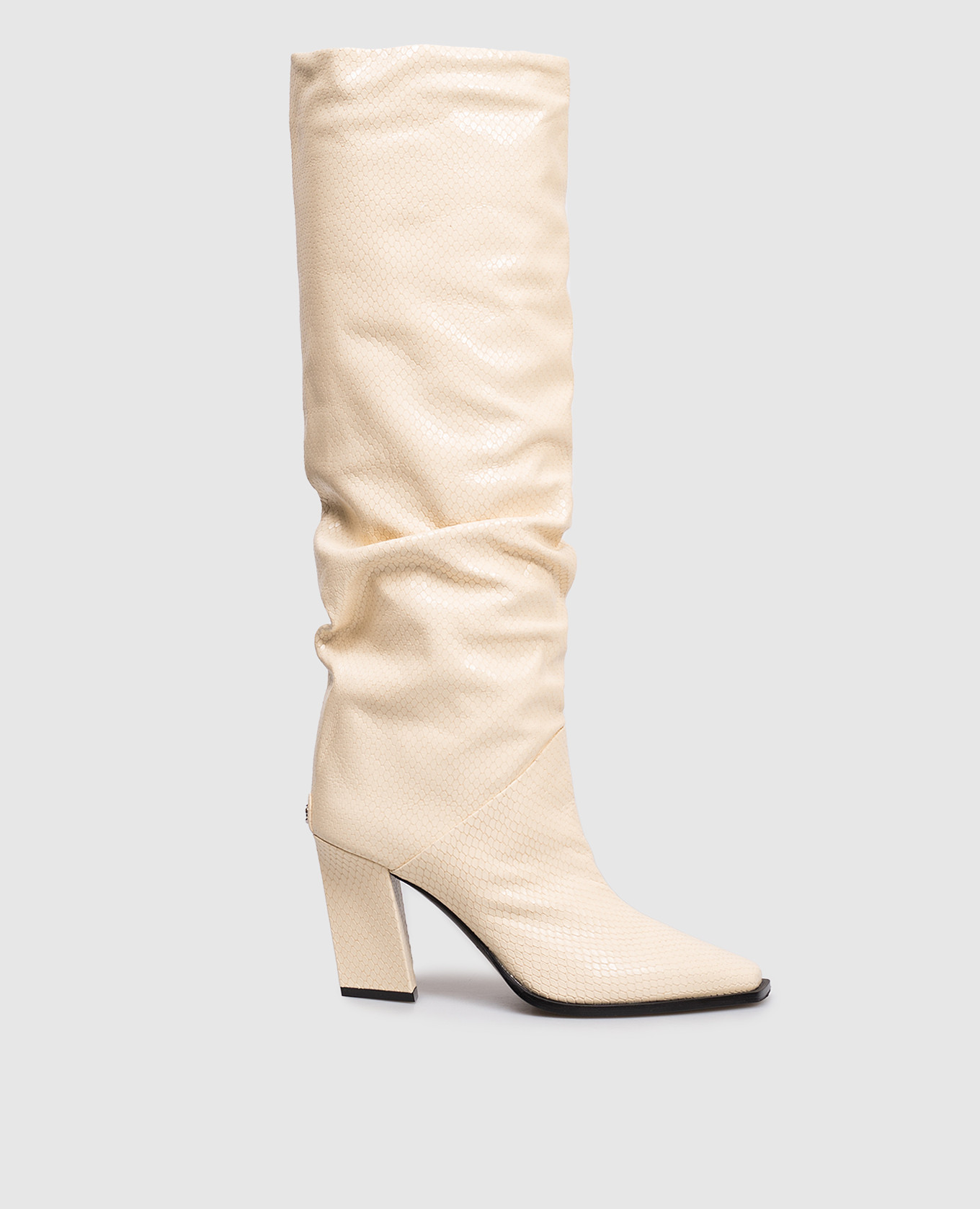 

Бежевые кожаные сапоги Hart с принтом под кожу рептилии, Бежевый, Сапоги