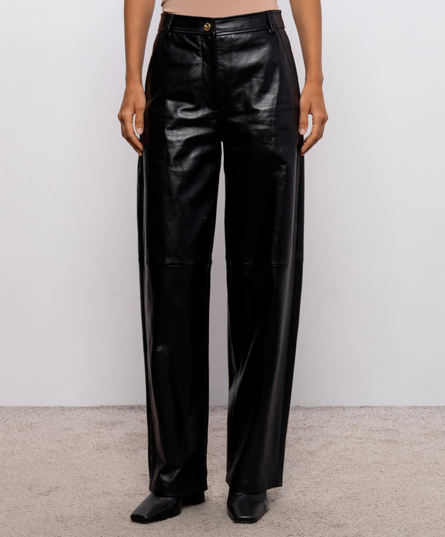 Max Mara Черные кожаные брюки LEGNO MSTLEGNO изображение 3