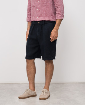 Brunello Cucinelli Темно-синие шорты из льна M243DU0065
