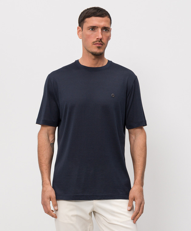 Castangia dal 1850 Синя футболка з шовком PDA12S26 зображення 2