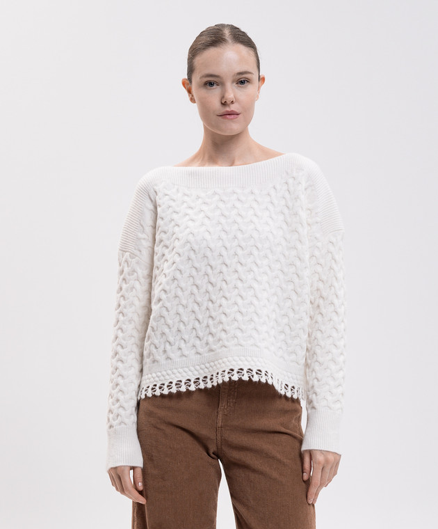 Twinset Свитер цвета айвори с фактурным узором 262AP3282 изображение 3