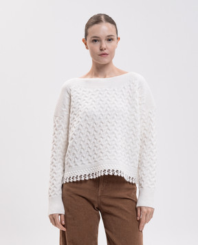 Twinset Свитер цвета айвори с фактурным узором 262AP3282