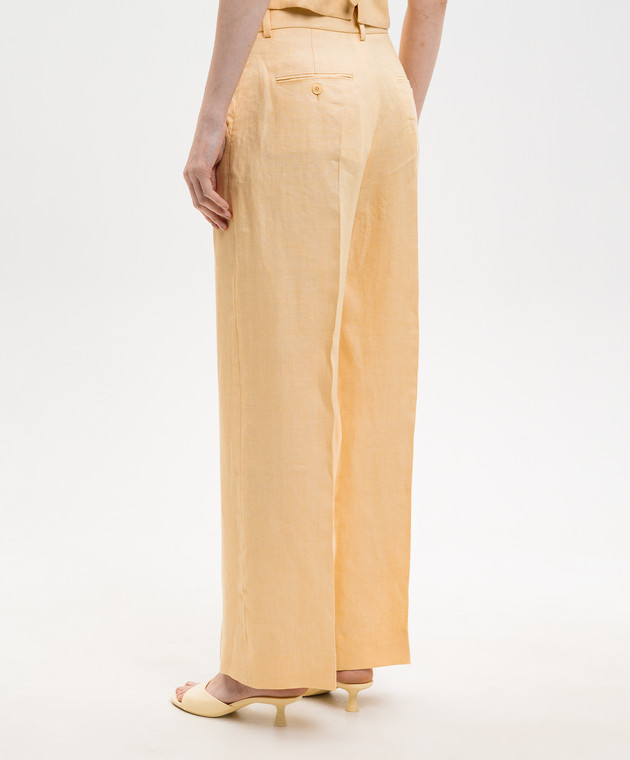 Max Mara Weekend Желтые брюки MALIZIA из льна WKDMALIZIA изображение 4