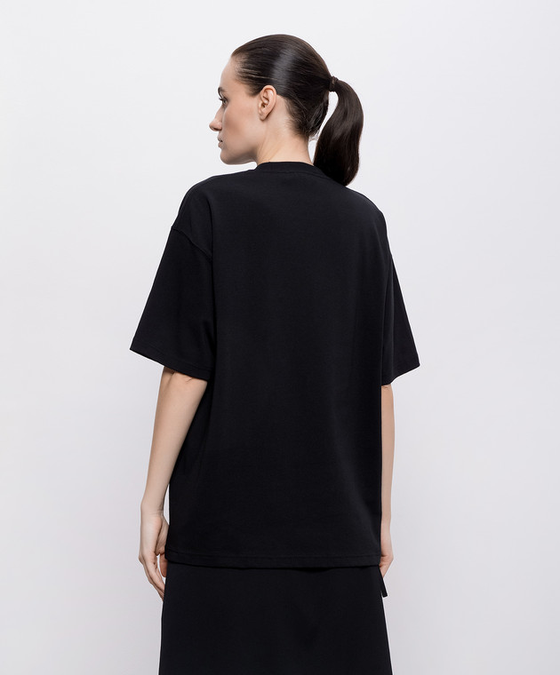 Y`S Yamamoto Чорна футболка з квітковим принтом YKT44132 зображення 4