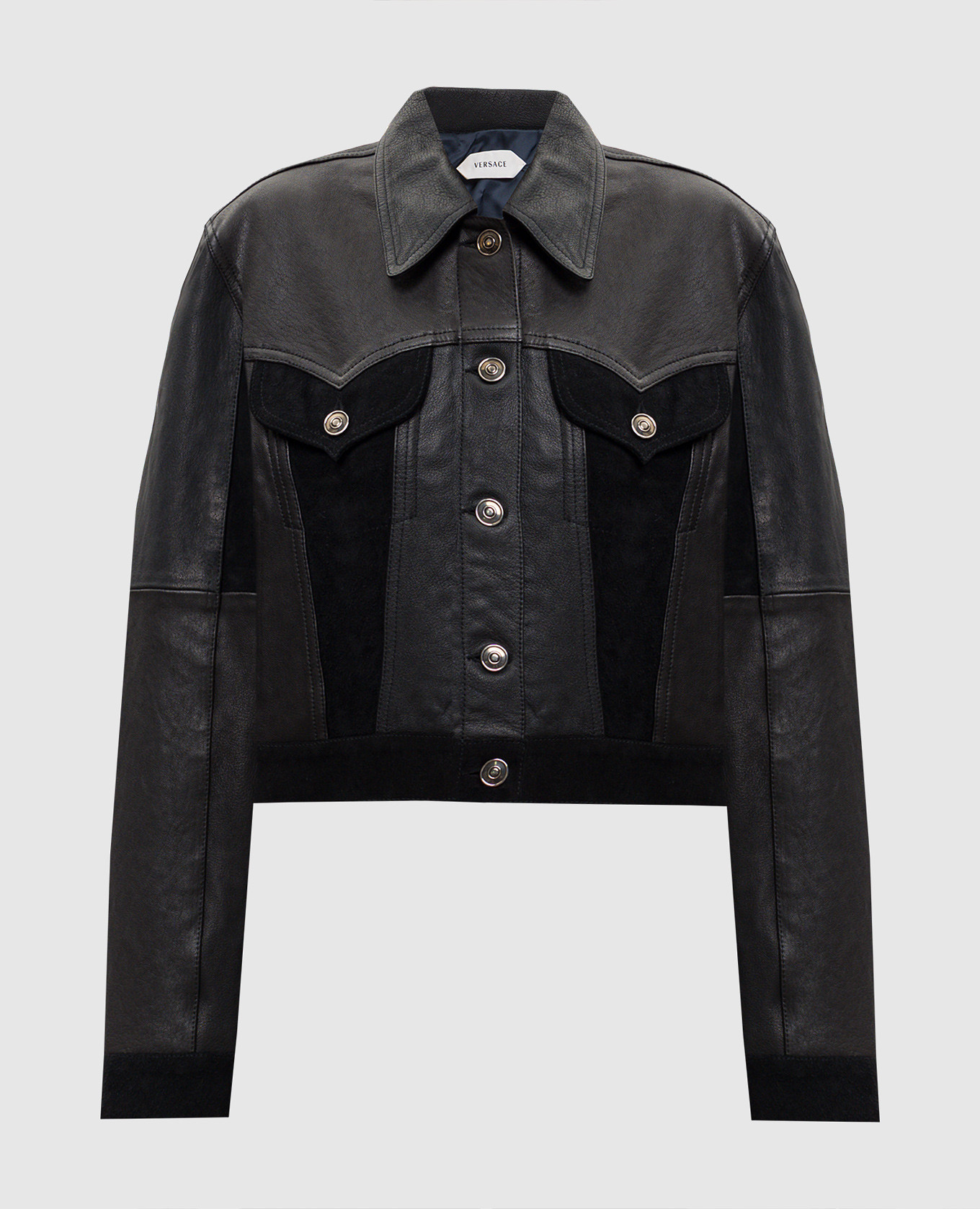 

Черная кожаная куртка с патчем логотипа, Черный, Кожаные куртки