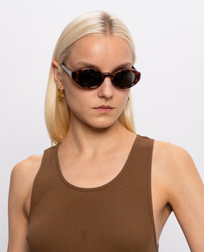 Saint Laurent Коричневые солнцезащитные очки 567 PLUMP A003CYY9958