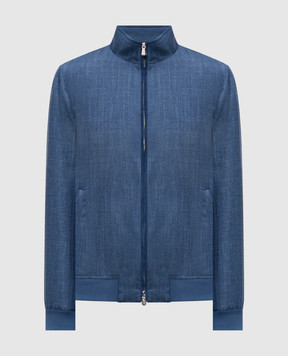 Enrico Mandelli Синя куртка з вовни, шовку та льону 3T501A5315